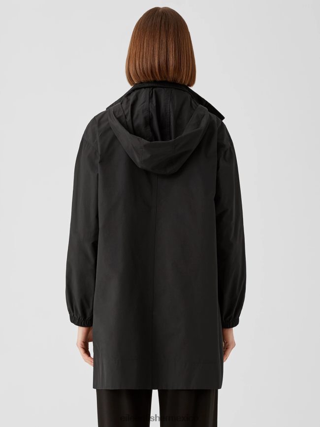 ropa EILEEN FISHER Abrigo largo con cuello alto de nailon y algodon ligero corte cuadrado y largo hasta el muslo negro mujer BP4P48545 BP4P48545 EILEEN FISHER Mexico Ropa comoda La