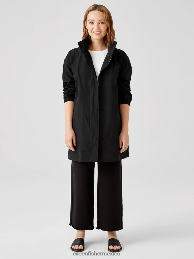 ropa EILEEN FISHER Abrigo largo con cuello alto de nailon y algodon ligero corte cuadrado y largo hasta el muslo negro mujer BP4P48545 BP4P48545 EILEEN FISHER Mexico Ropa comoda La