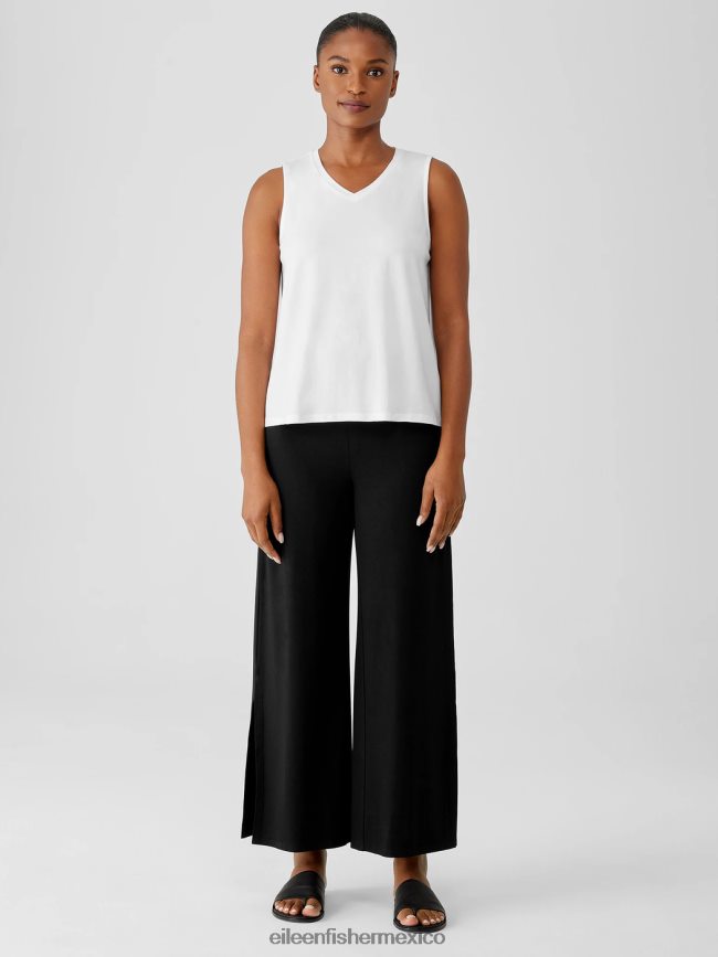 ropa EILEEN FISHER Camiseta sin mangas de punto elastico con cuello en V ajuste facil largo corto blanco mujer BP4P4854 BP4P4854 EILEEN FISHER Mexico Ropa comoda La EILEEN FISHER ropa
